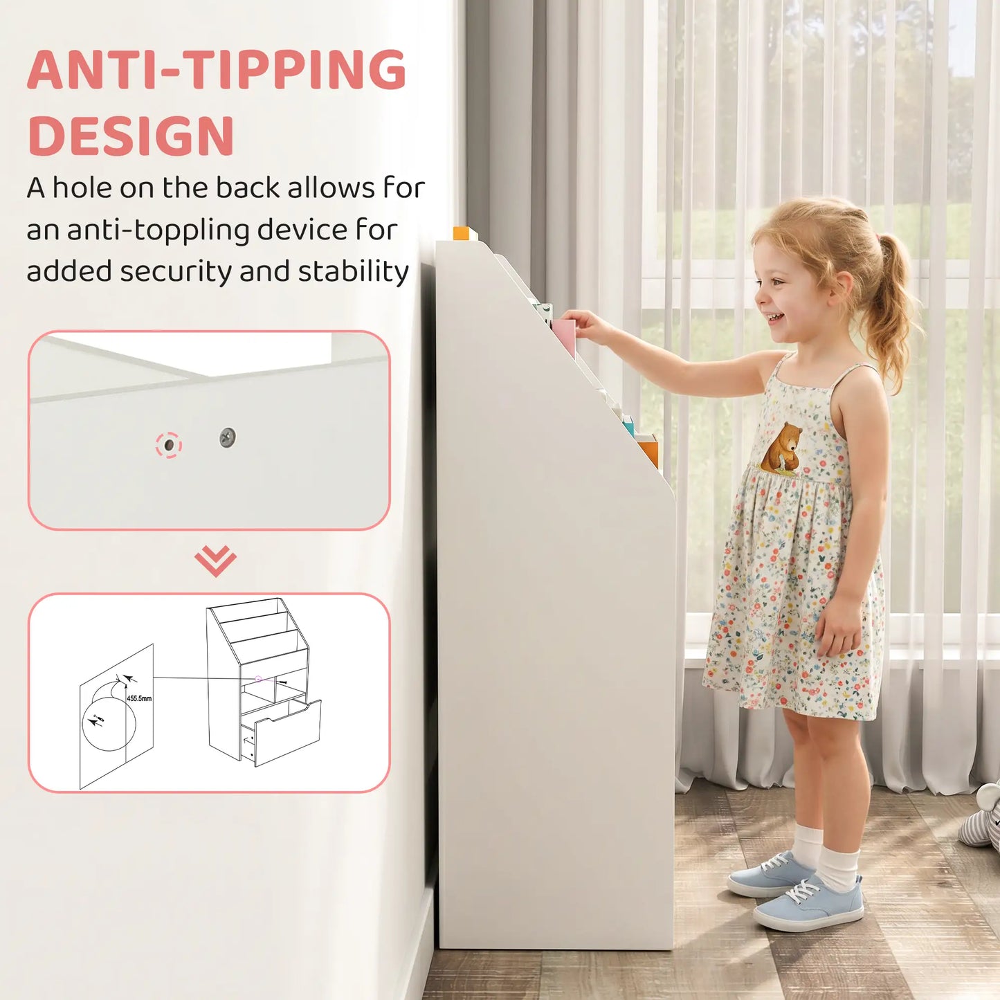 Kids Bookcase, Multi-Shelf Organizer with Drawer, White Baby & Kids Storage at Gallery Canada