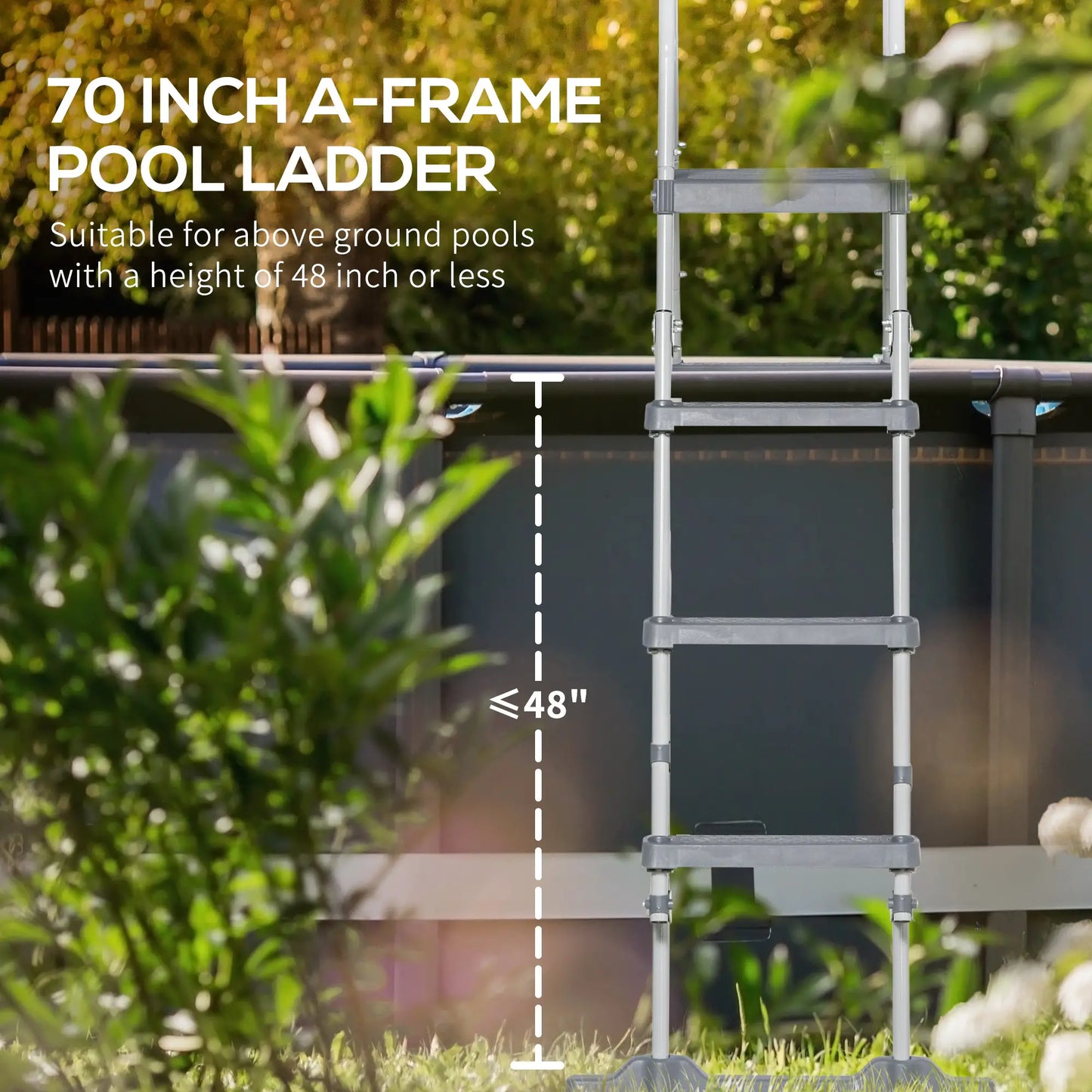 Above Ground Pool Ladder, 70", Fits 48" Pool Wall, Grey Outdoor Swimming Pools & Hot Tubs at Gallery Canada