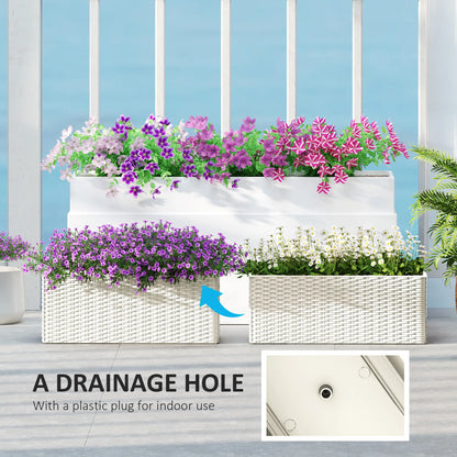 2 Pack 20 Inch Hanging Flower Pots, Railing Planter Box, White Planter Set at Gallery Canada