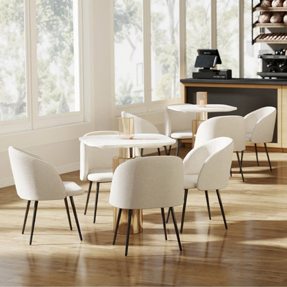 Dining Chairs Set Of 2, Sherpa Fleece Upholstered, Cream White Dining Chairs at Gallery Canada