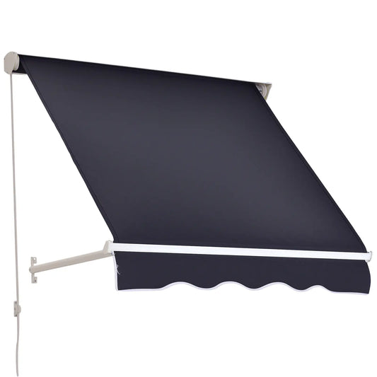 4'x 2' Retractable Awning, Patio Canopy, Outdoor Sun Shade, Dark Grey Window Awnings Dark Grey at Gallery Canada
