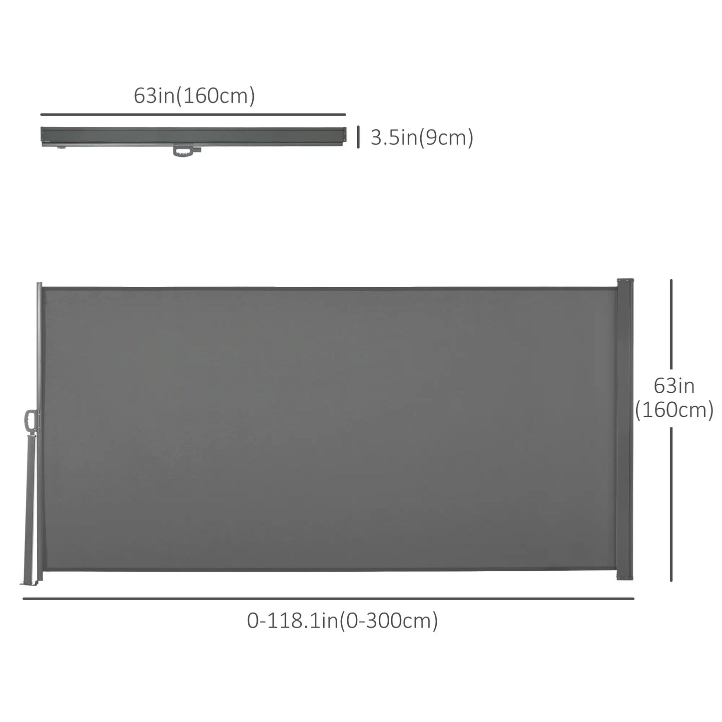 Outdoor Folding Retractable Side Awning, UV Wind Resistant, 118" x 63", Light Grey Side Awnings at Gallery Canada