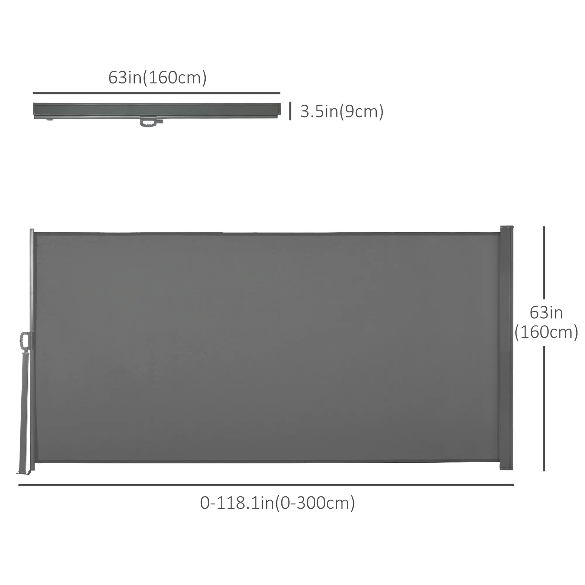 Outdoor Folding Retractable Side Awning, UV Wind Resistant, 118" x 63", Light Grey Side Awnings at Gallery Canada