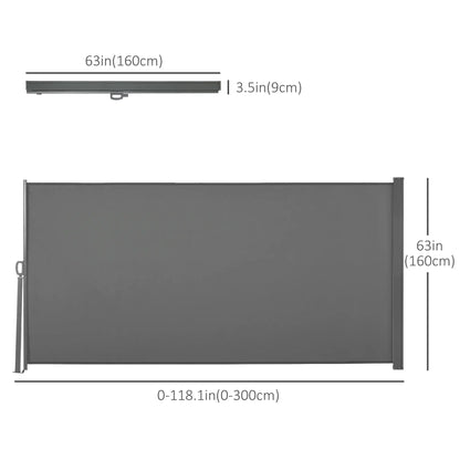 Outdoor Folding Retractable Side Awning, UV Wind Resistant, 118" x 63", Light Grey Side Awnings at Gallery Canada