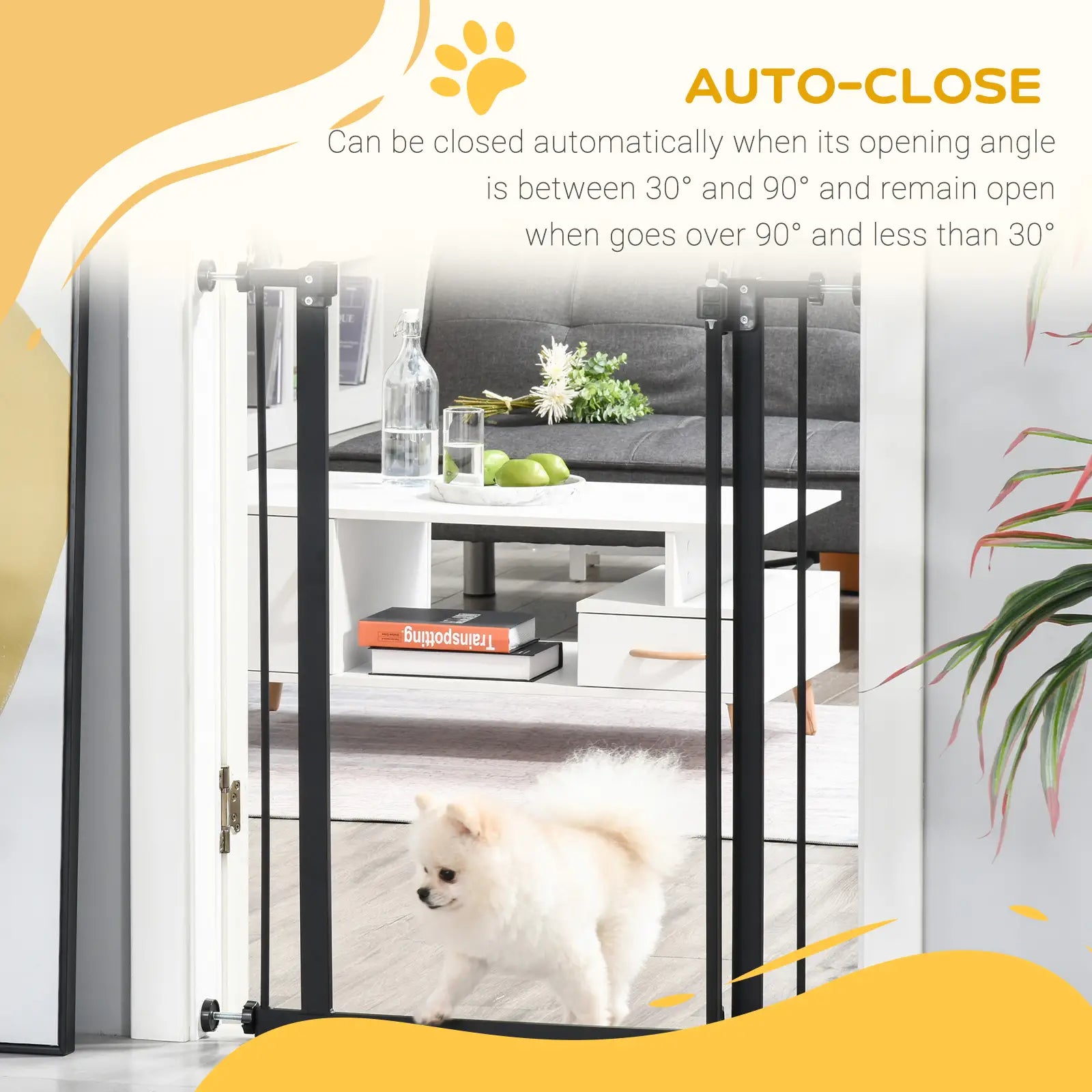 Extra Tall Dog Gate with Door, Pressure Fit, Auto Close, 29-32