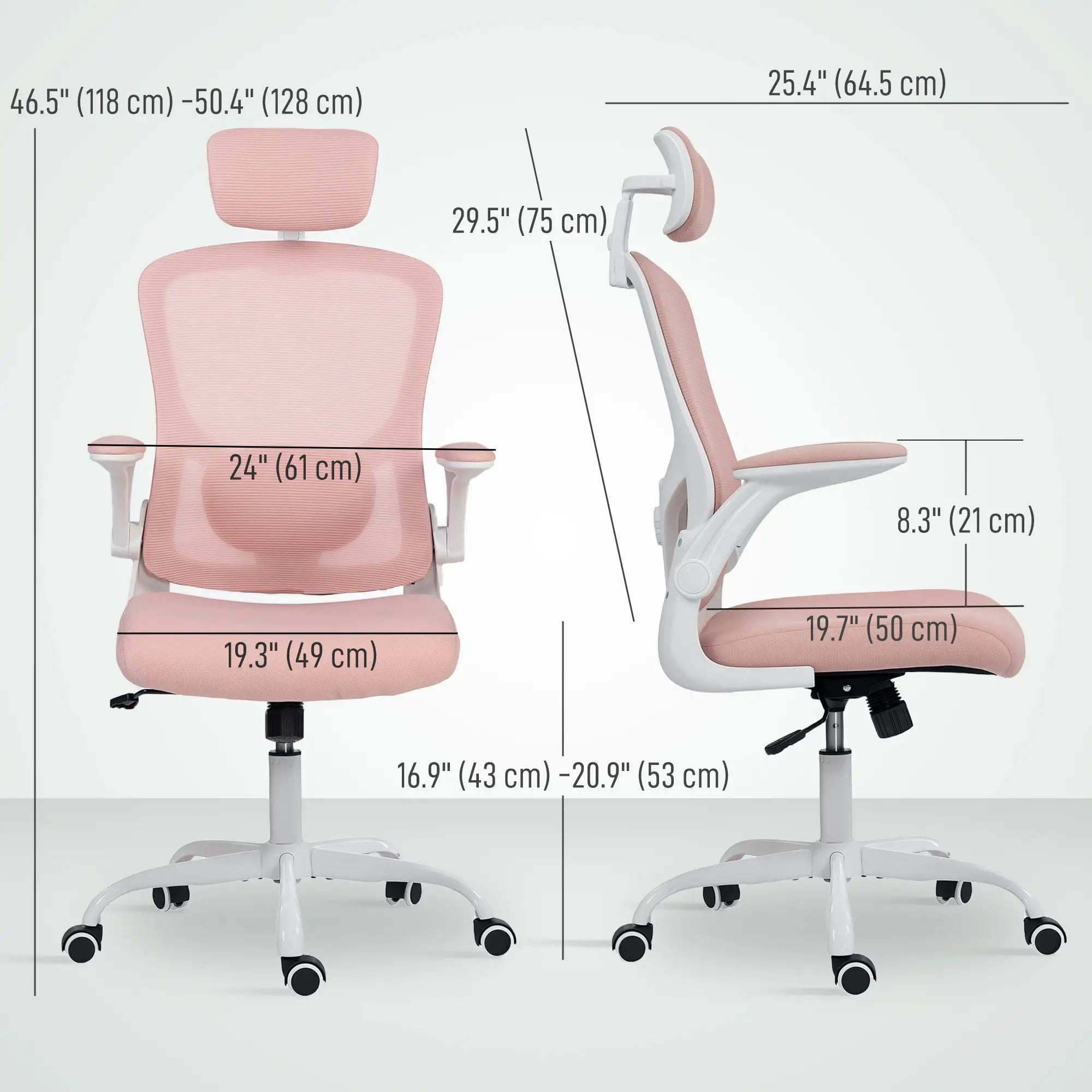 Ergonomic Office Chair, Mesh Desk Chair, Adjustable Headrest, Lumbar Support, Pink Task Chairs at Gallery Canada
