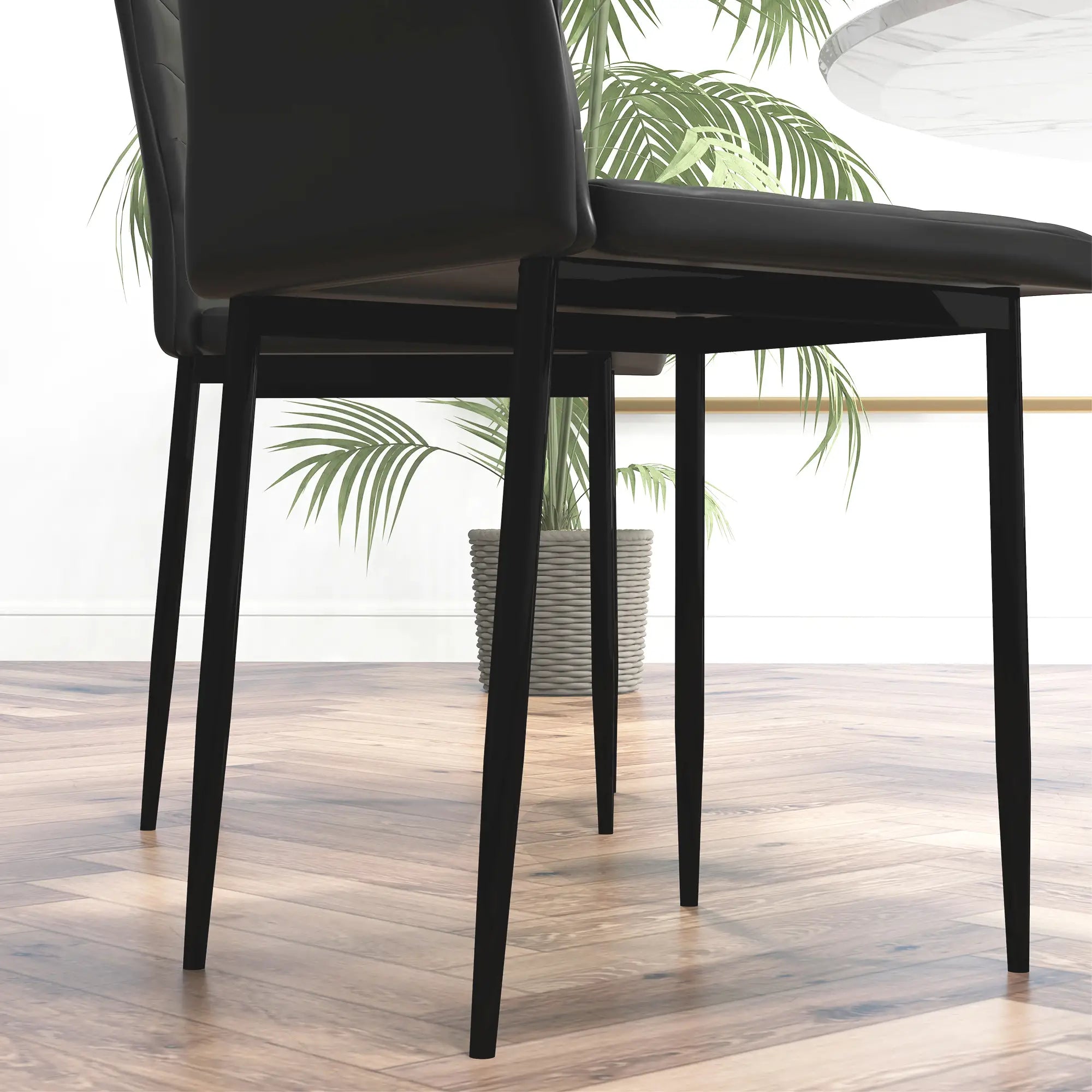 Modern PU Leather Dining Chairs, Set of 6, Metal Legs, Black Bar Stools at Gallery Canada