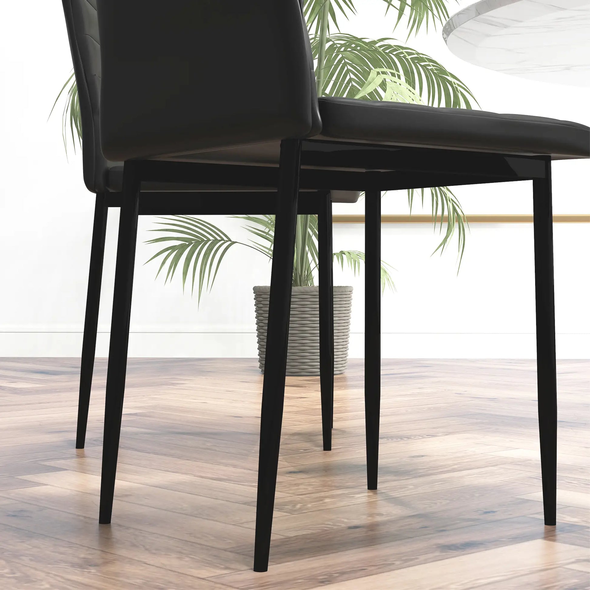 Modern PU Leather Dining Chairs, Set of 6, Metal Legs, Black Bar Stools at Gallery Canada
