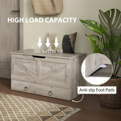 31.5 Inches Storage Chest, Wooden Box, Grey Wood Grain Storage Cabinets at Gallery Canada