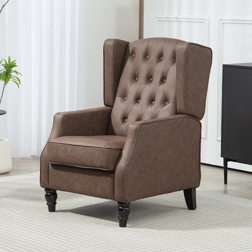 Faux Leather Armchair, Modern Accent Chair, Thick Padding, Brown
