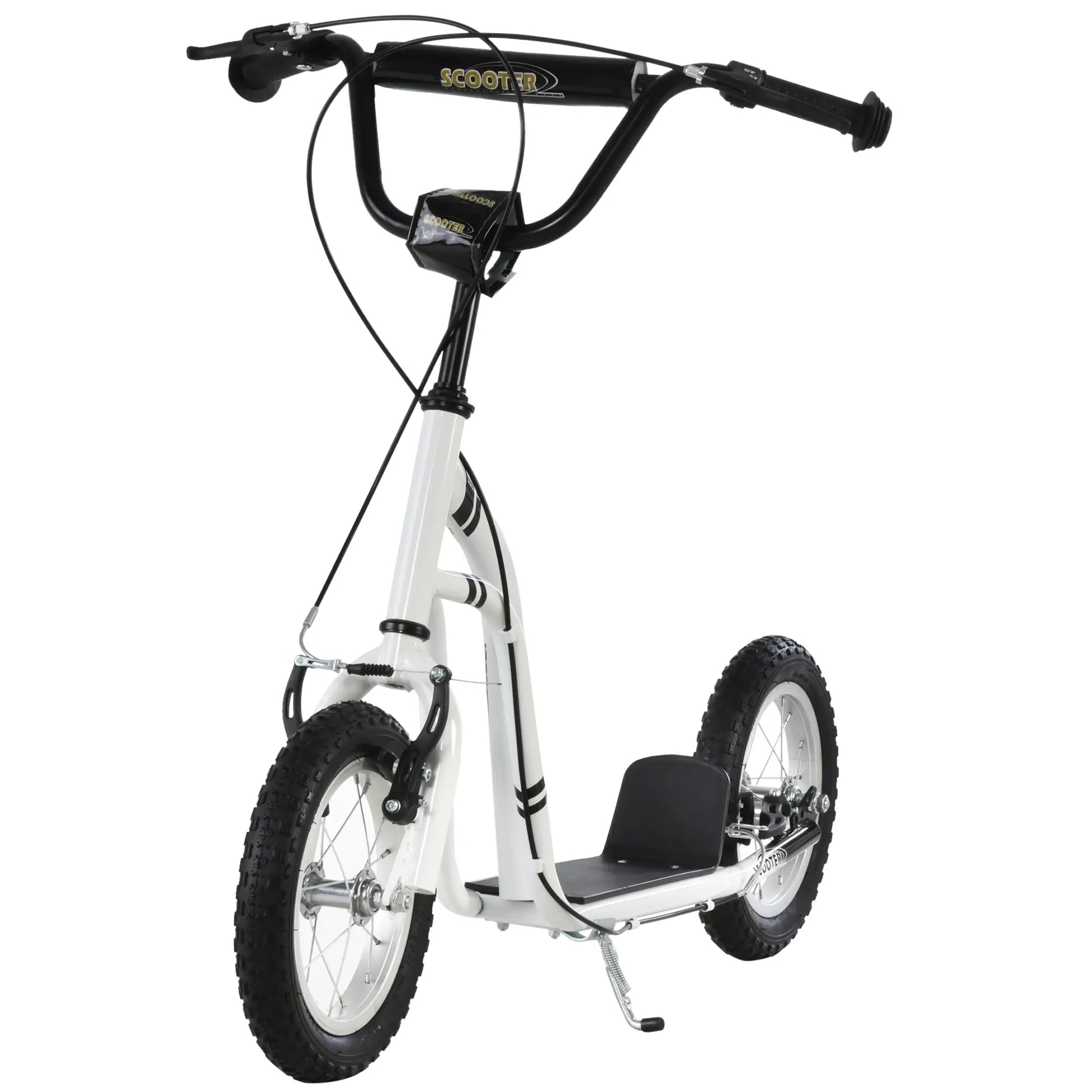 Dual Brakes Kick Scooter, 12-Inch Inflatable Wheel, Age 5+, White Scooters White at Gallery Canada
