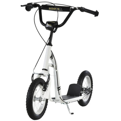 Dual Brakes Kick Scooter, 12-Inch Inflatable Wheel, Age 5+, White Scooters White at Gallery Canada