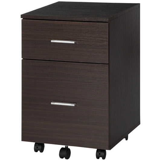 Mobile Vertical File Cabinet, 2 Drawers, Wheels, Letter or A4, Brown Office Cabinets & Cupboards Brown at Gallery Canada