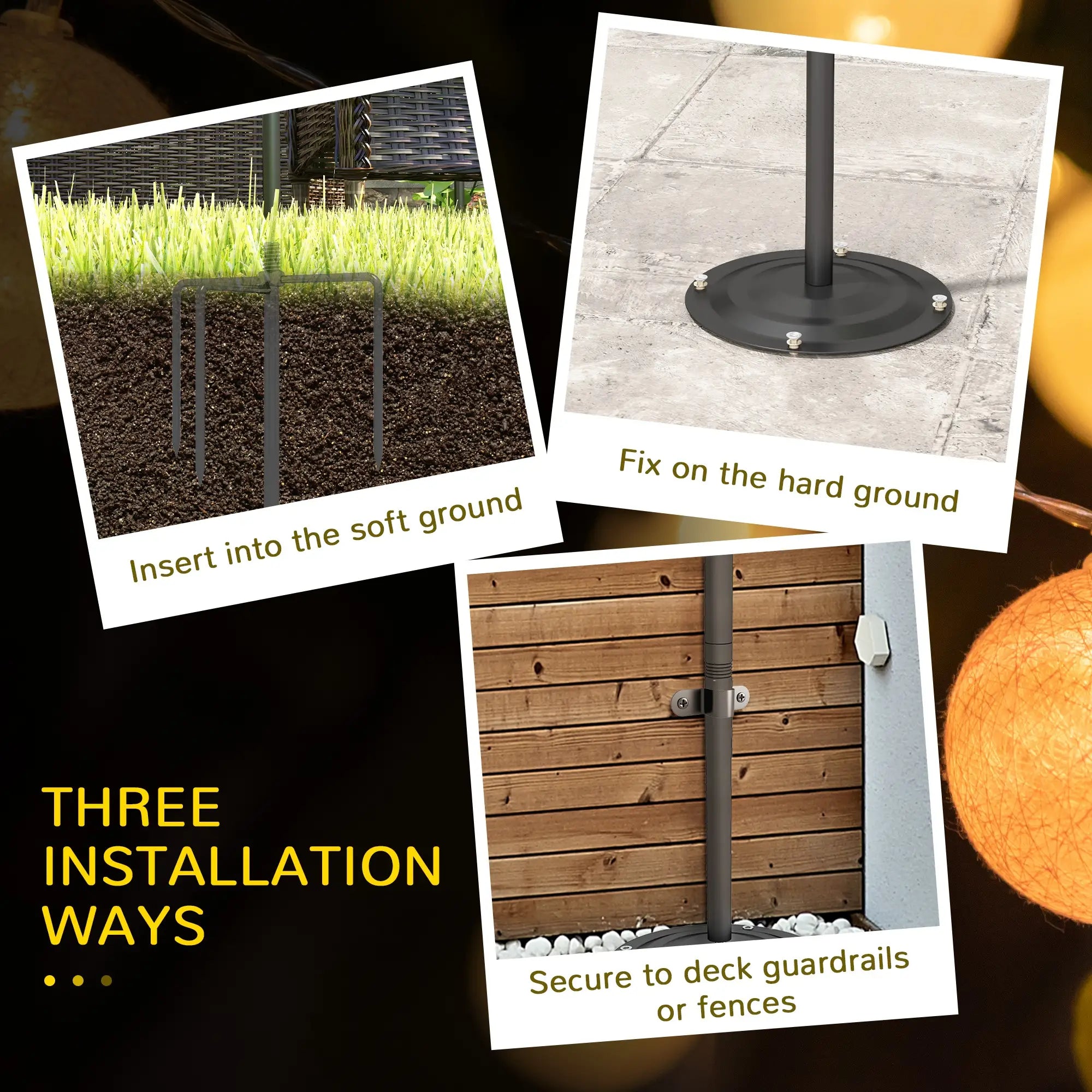 4 Pack 10' Steel String Light Poles, for Patio, Backyard, Black Lighting & Ceiling Fans at Gallery Canada