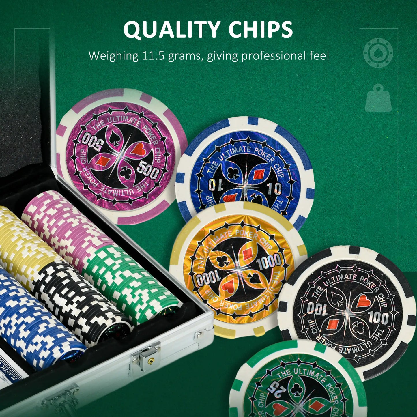 300-Piece Poker Chips Set, Mat, Chips, 2 Card Decks, Dealer, 5 Dices Game Tables at Gallery Canada