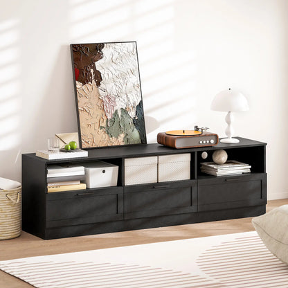 TV Stand with Storage, 3 Cabinets, 3 Shelves, for TVs up to 85", Black TV Stands at Gallery Canada