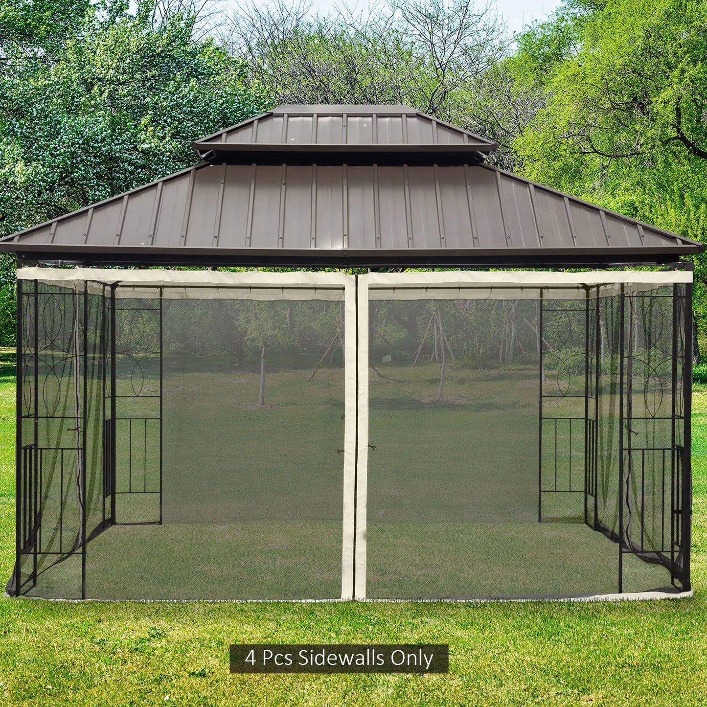 Mosquito Netting for Gazebo, 10' x 12', Cream White, Black Gazebo Sidewalls at Gallery Canada