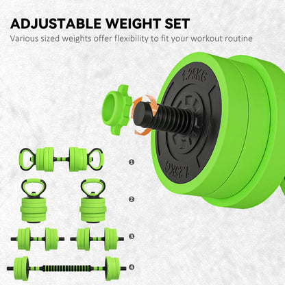44lbs Adjustable Weight Dumbbell Set, Barbell, Kettlebell, Push Up Stand, Green Dumbbells & Barbells at Gallery Canada