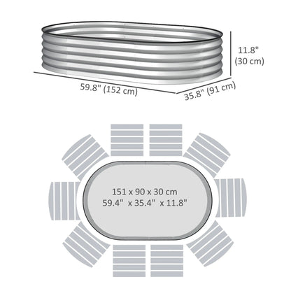5' x 3' x 1' Outdoor Planter Box, Galvanized Raised Garden Bed, Silver Raised Garden Beds at Gallery Canada