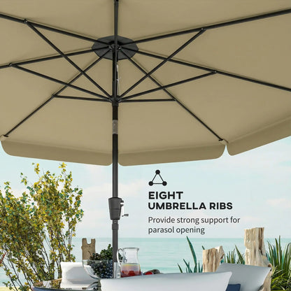 10 ft Outdoor Patio Umbrella, Push Button Tilt Crank, Khaki Sun Umbrellas at Gallery Canada
