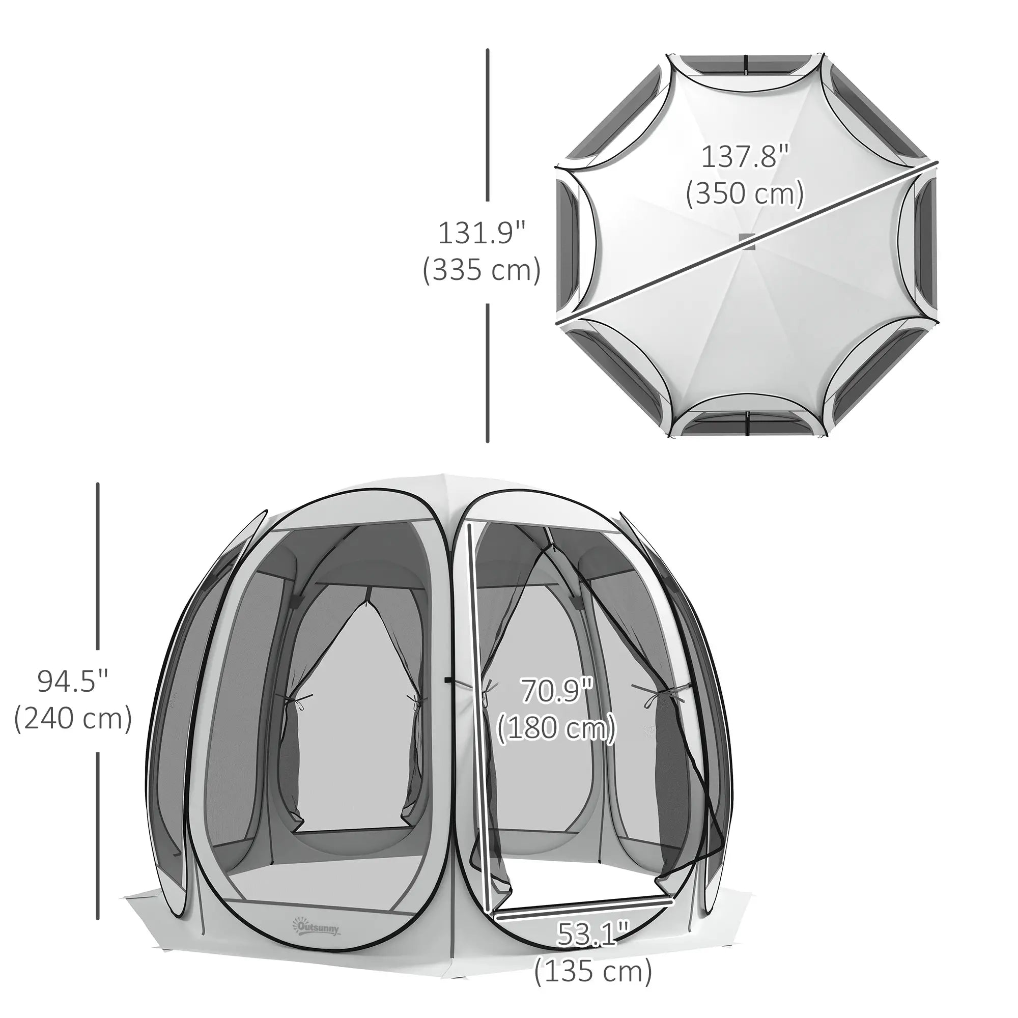 11' x 11.5' Screen Tent, Pop Up Camping Gazebo, Cream White Pop Up Canopies at Gallery Canada