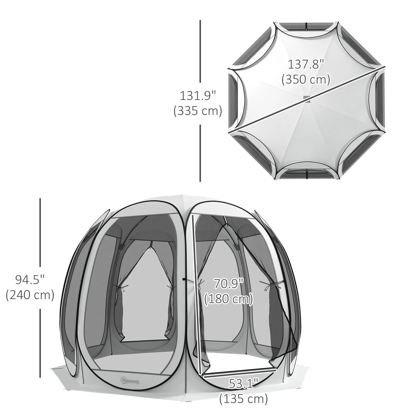 11' x 11.5' Screen Tent, Pop Up Camping Gazebo, Cream White Pop Up Canopies at Gallery Canada