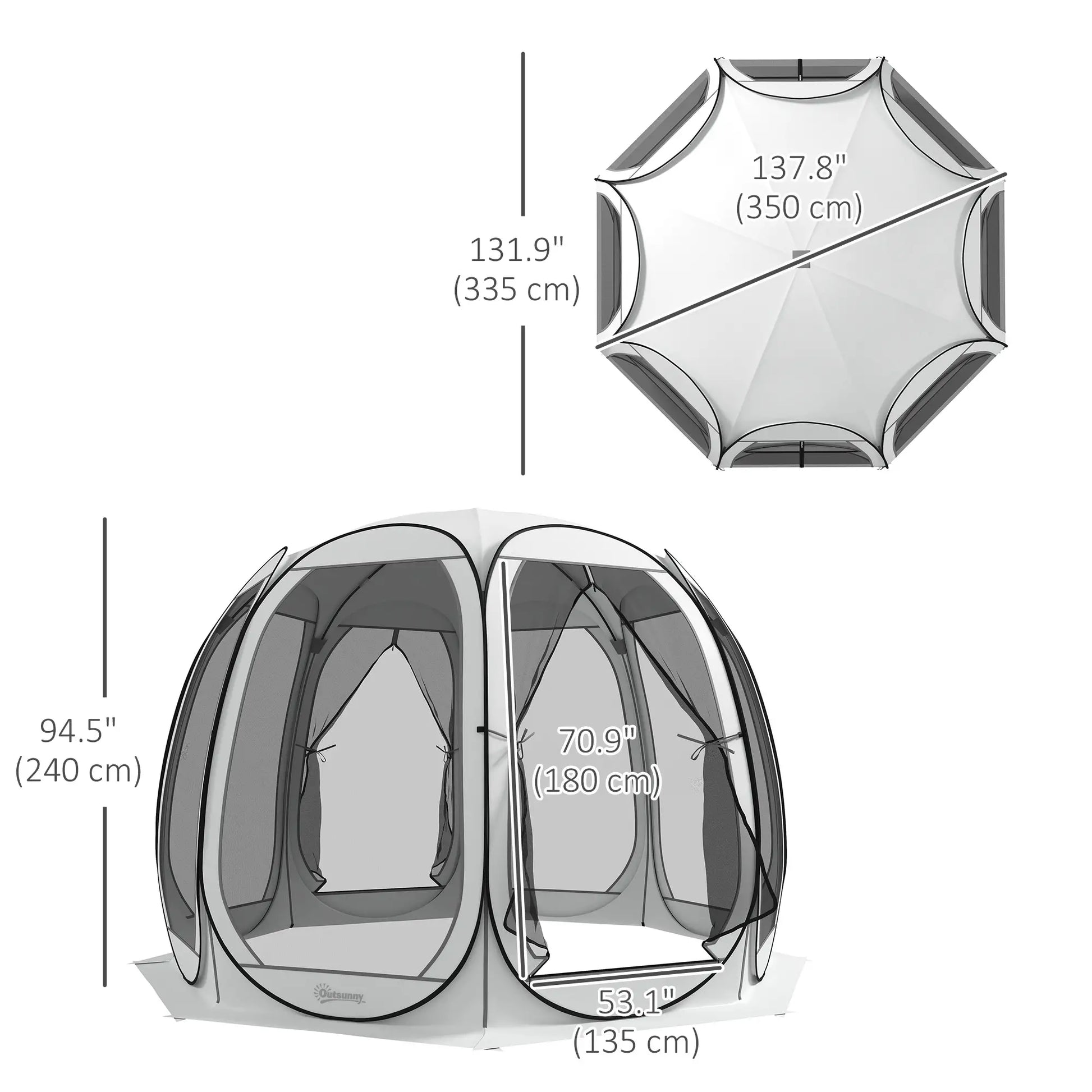 11' x 11.5' Screen Tent, Pop Up Camping Gazebo, Cream White Pop Up Canopies at Gallery Canada