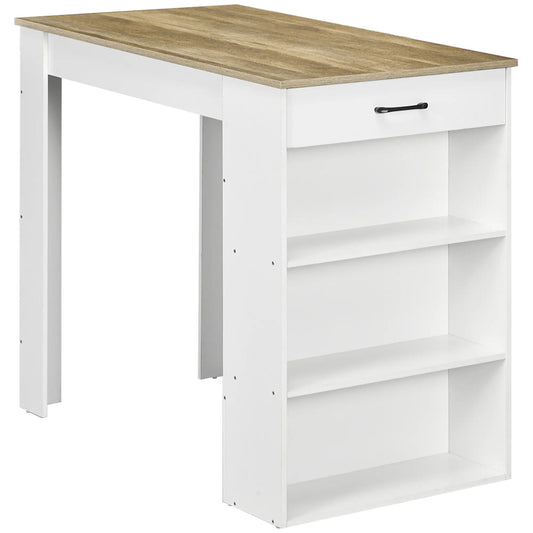 Bar Table with Drawer, 3 Shelves, High Top Pub Table, Grey Bar Tables & Dining Tables Grey Wood Effect at Gallery Canada