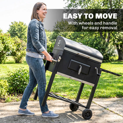 Portable Stainless Steel BBQ Trolley Grill With Wheels, Side Shelf Charcoal BBQ Grils at Gallery Canada