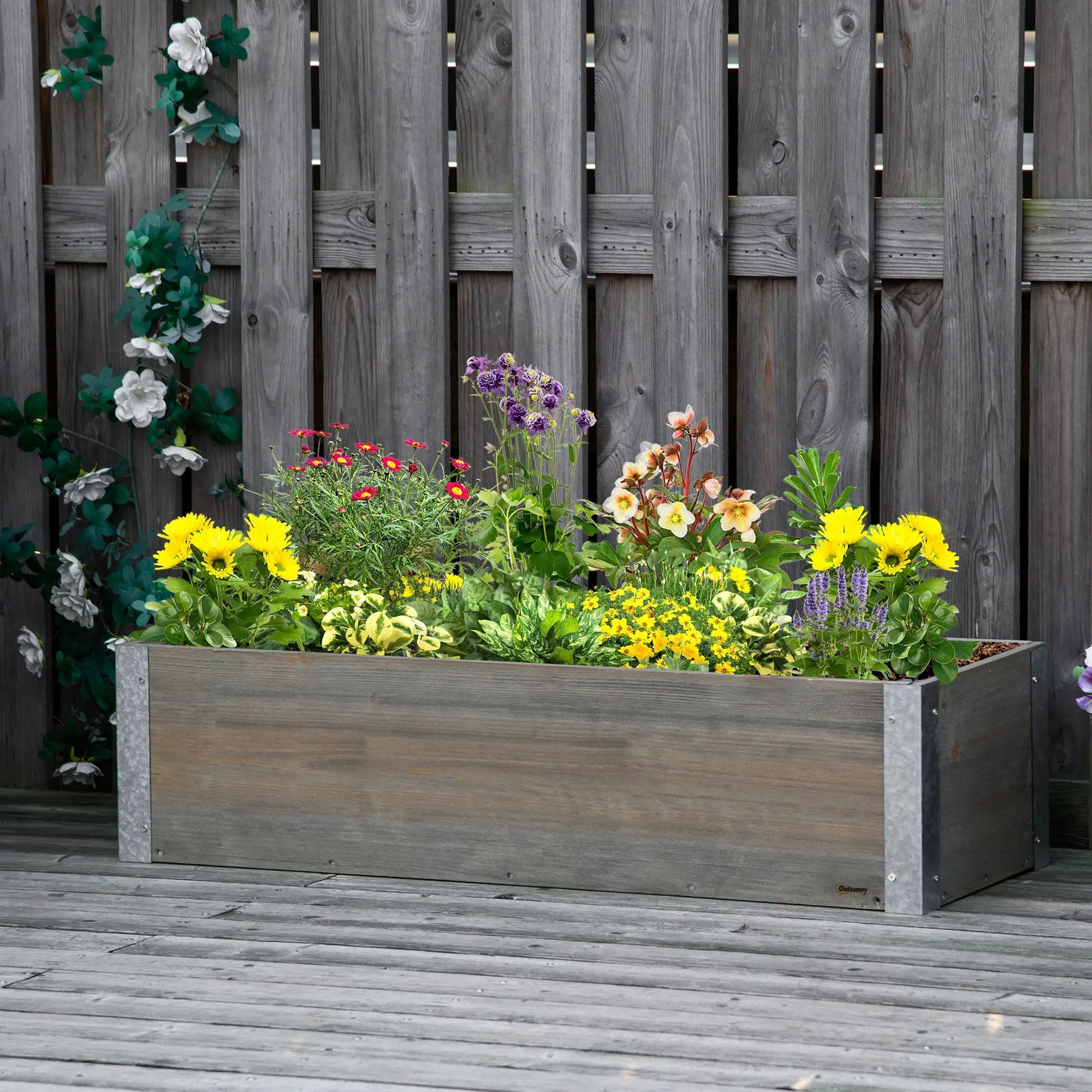 3' x 1' Raised Garden Bed, Elevated Wooden Planter Box, Light Grey Galvanized Planter Boxes at Gallery Canada