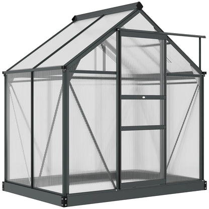 Greenhouse Garden, PC Board with Sliding Door, 6.2' x 4.3' x 6.6', Grey Walk In Greenhouses Grey, Clear at Gallery Canada