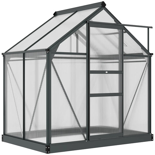 Greenhouse Garden, PC Board with Sliding Door, 6.2' x 4.3' x 6.6', Grey Walk In Greenhouses Grey, Clear at Gallery Canada