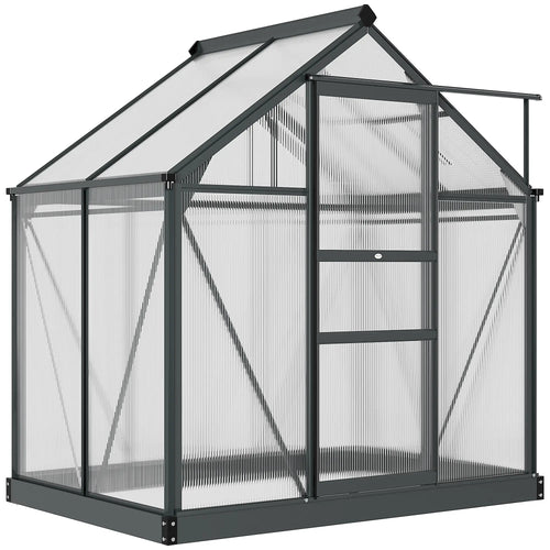 Greenhouse Garden, PC Board with Sliding Door, 6.2' x 4.3' x 6.6', Grey