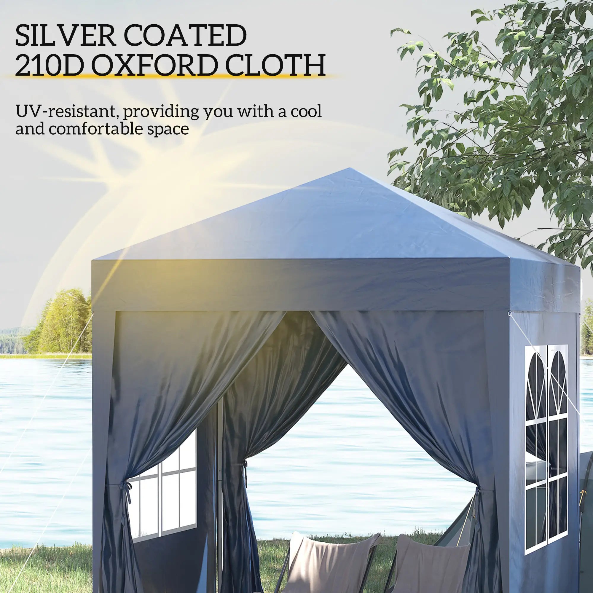 6.6'x6.6' Pop Up Canopy Tent, Instant Sun Shelter, Blue Pop Up Canopies at Gallery Canada