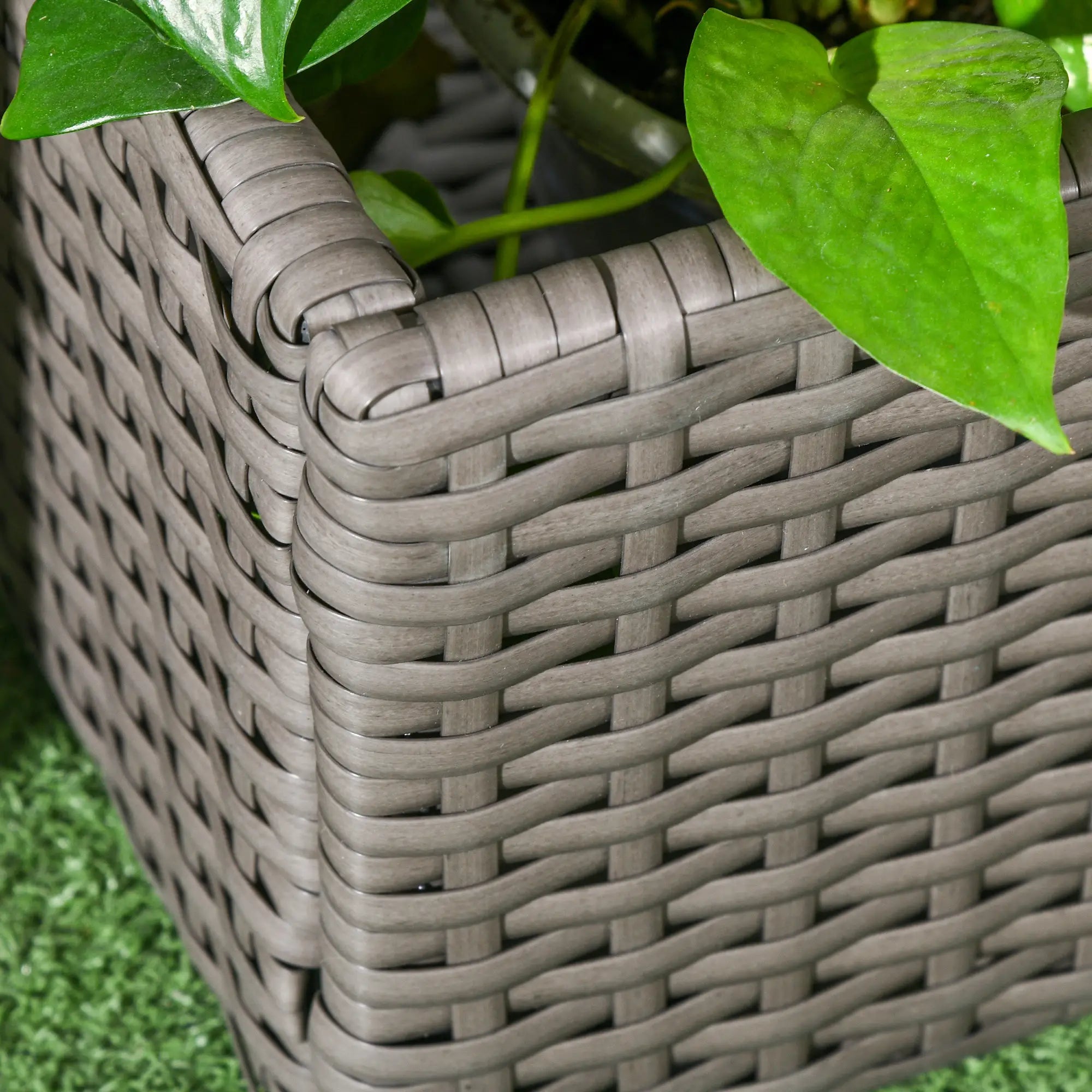 Raised Garden Bed with Lattice Trellis, Rattan Planter with Storage, Grey Raised Garden Beds at Gallery Canada