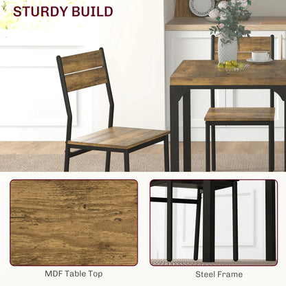 Dining Table Set for 2, 3 Piece Kitchen Table and Chairs, Rustic Brown, Brown Dining Table Sets at Gallery Canada