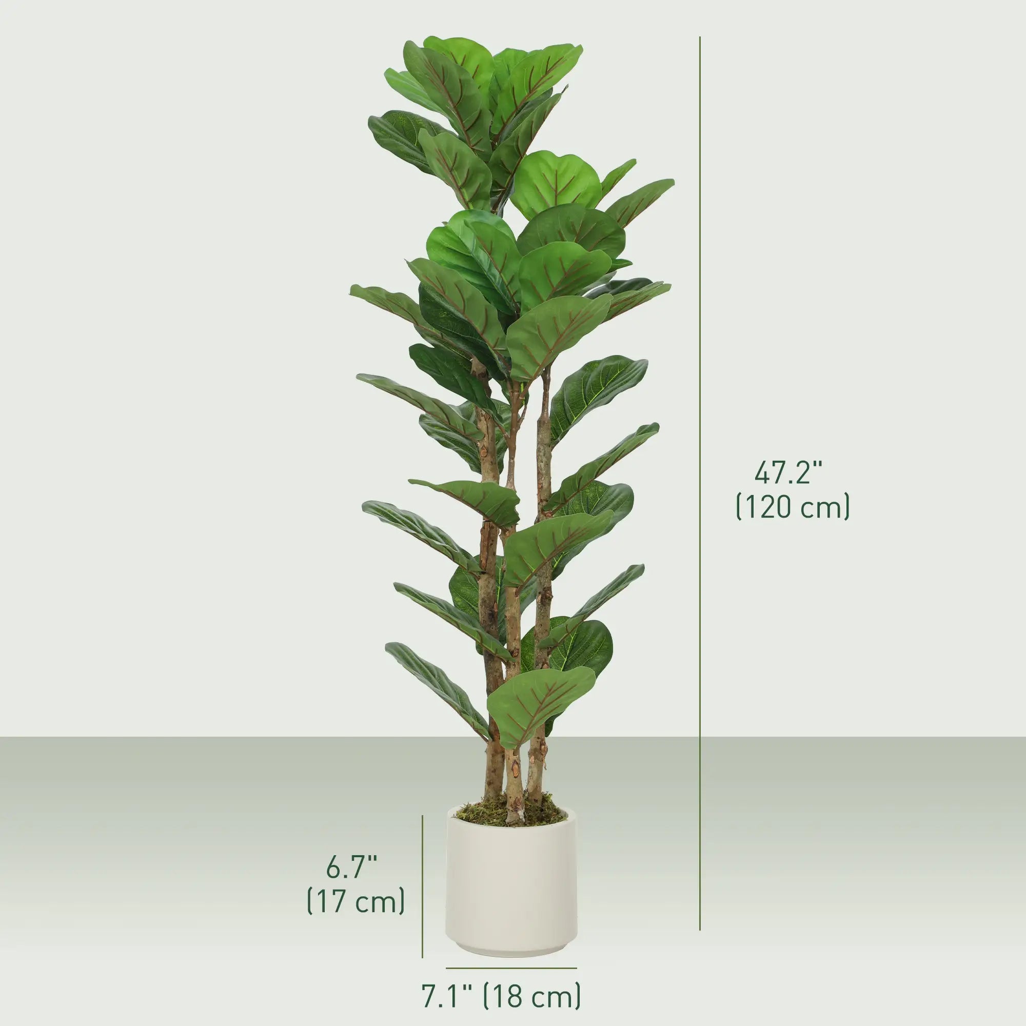 4FT Artificial Fiddle Leaf Fig Tree Set Of 2, Fake Potted Tree With Solid Wood Trunks, Green Artificial Trees at Gallery Canada