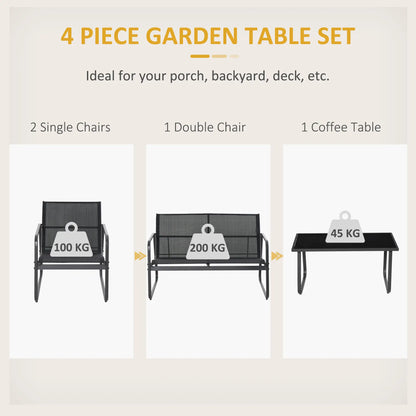 4 Piece Patio Furniture Set, Loveseat, Armchairs, Coffee Table, Black Patio Furniture Sets at Gallery Canada