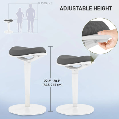 Standing Desk Stool, Ergonomic Wobble Chair, Adjustable, Grey Office Chairs at Gallery Canada