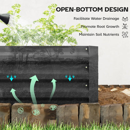 Galvanized Raised Garden Bed, 95" x 36" x 12", Metal Elevated Planter Box, Black Galvanized Planter Boxes at Gallery Canada
