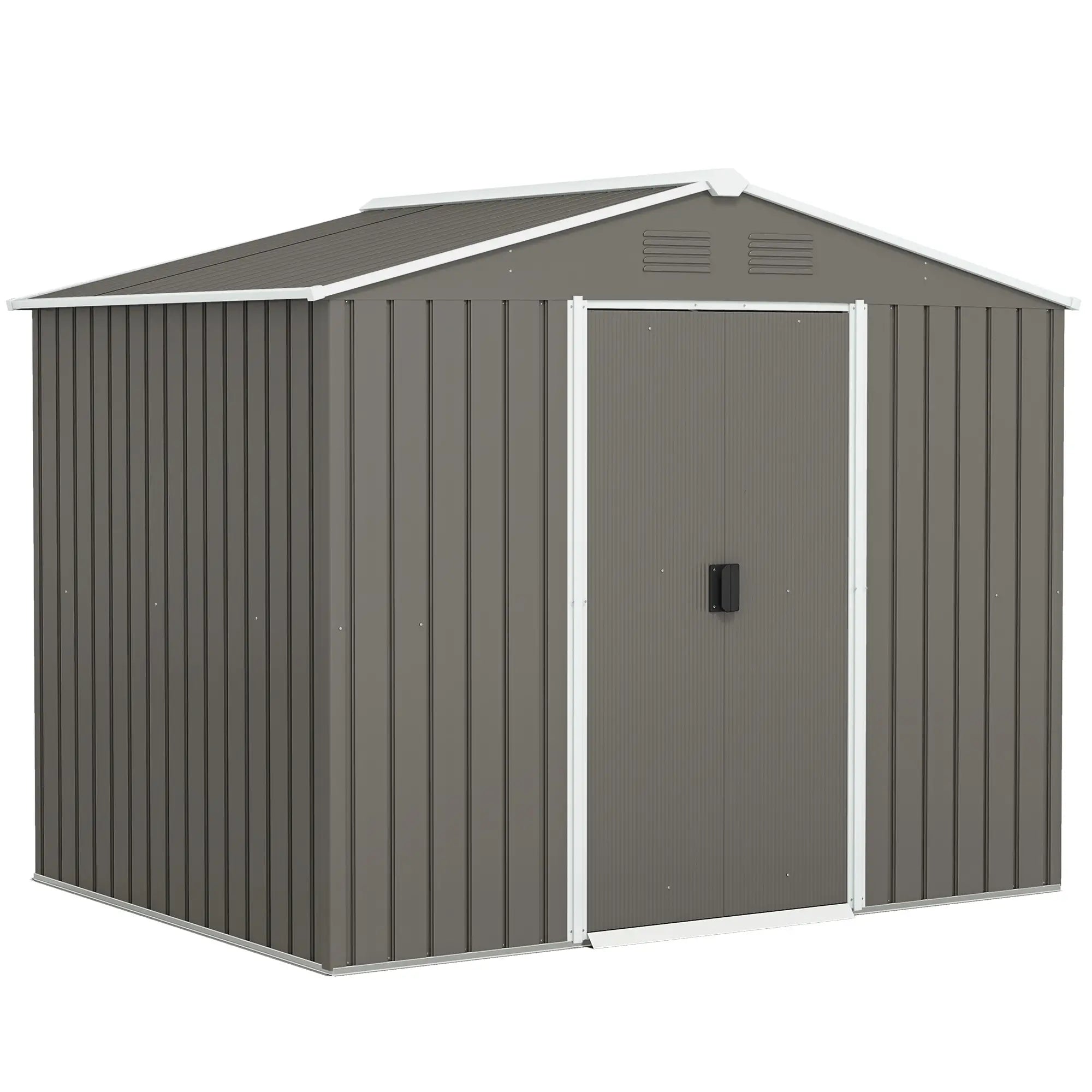 8' x 6' Metal Storage Shed, Lockable Doors, Vents, Light Grey Sheds at Gallery Canada