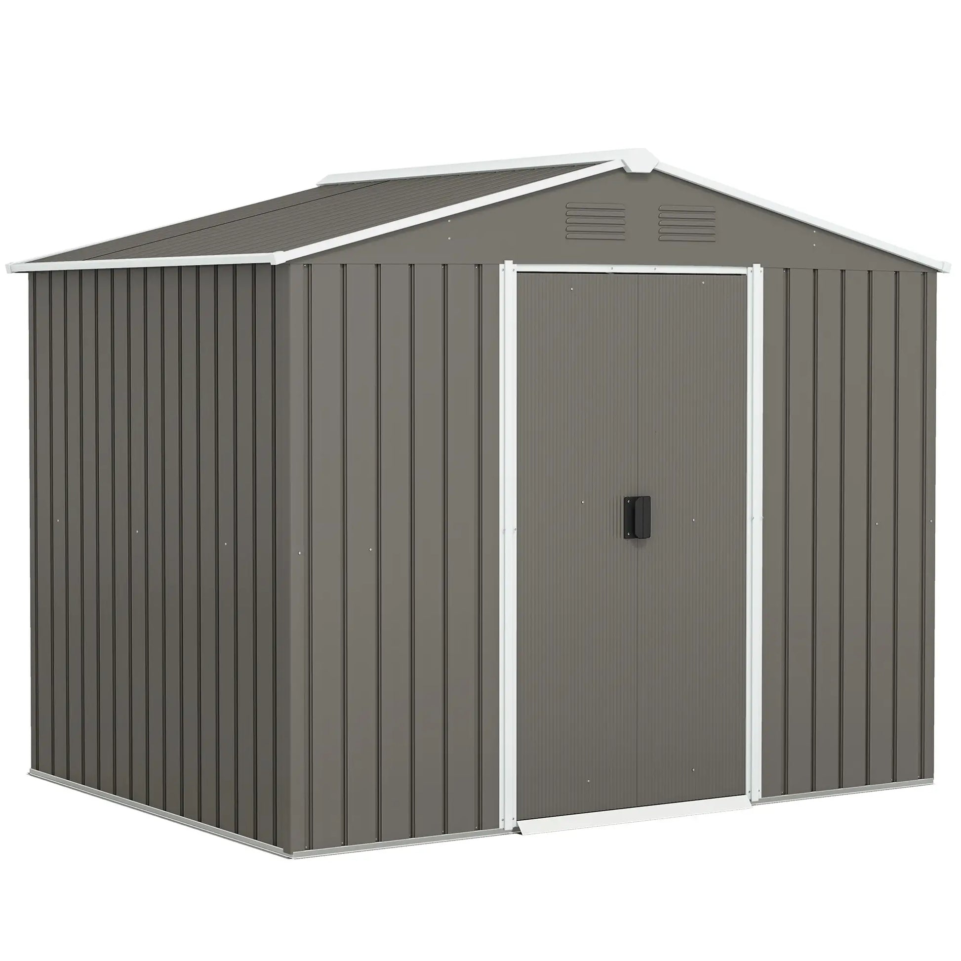 8' x 6' Metal Storage Shed, Lockable Doors, Vents, Light Grey Sheds at Gallery Canada