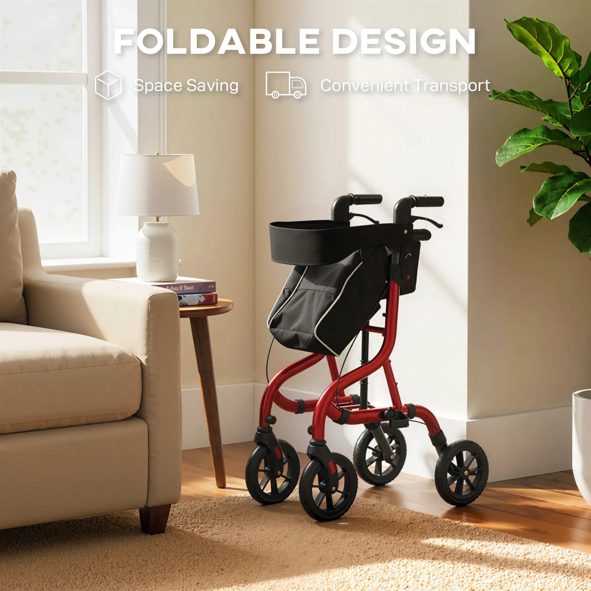 Foldable Rollator Walker With Seat, Adjustable Handles, Red Knee Walker & Wheelchair Ramps at Gallery Canada