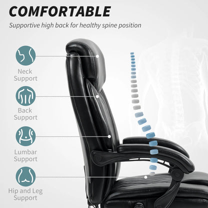6 Point Massage Office Chair with Remote, Ergonomic Reclining Computer Desk Chair with Footrest, Side Pocket, Black Massage Chairs at Gallery Canada