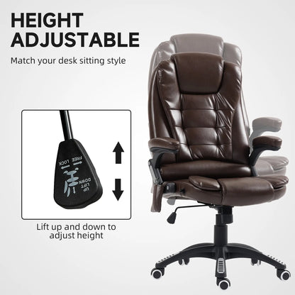 Reclining Massage Office Chair, High Back, Swivel Wheels, Dark Brown Office Chairs at Gallery Canada