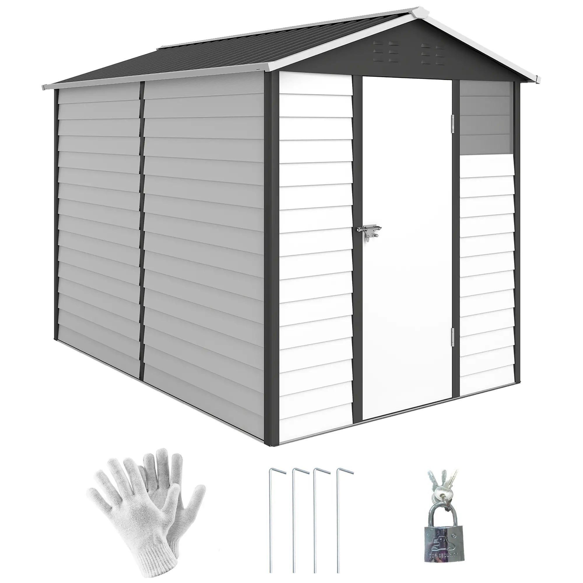 9' x 6' Garden Shed, Outdoor Storage, Sloped Roof, Lockable Door, Dark Grey Sheds at Gallery Canada