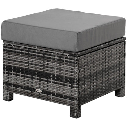 Patio Rattan Ottoman, Outdoor Wicker Footrest with Cushion, Metal Frame, Grey Patio Furniture Sets at Gallery Canada