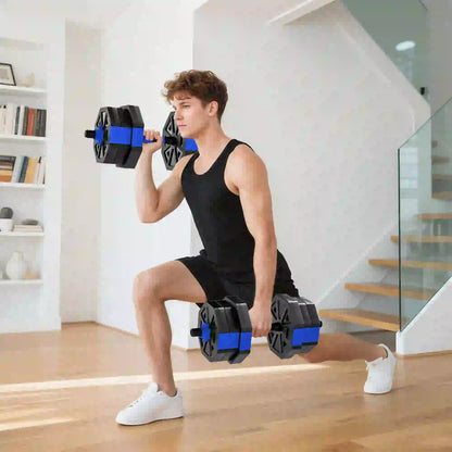 4-in-1 Adjustable Dumbbell Set, Kettlebell, Barbell, Dumbbell, 44lbs, Blue Dumbbells & Barbells at Gallery Canada