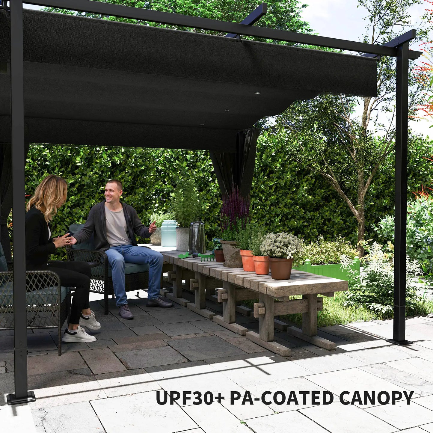 10' x 20' Metal Retractable Pergola Canopy, Outdoor Gazebo UPF30+ Sun Shade Pergolas at Gallery Canada