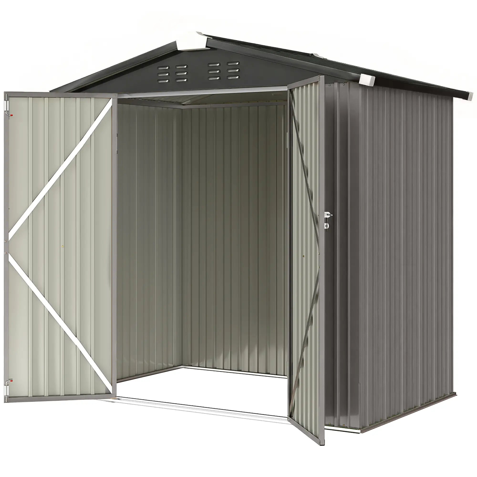 6.5' x 4' Outdoor Storage Shed, Metal Garden Shed, Light Grey Sheds Light Grey at Gallery Canada